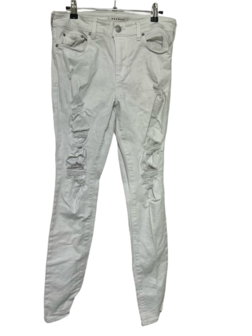 PACSUN Men's Size 30x30 White Distressed Rip Skinny Jeans